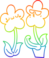 arco iris degradado línea dibujo de un linda dibujos animados flor png