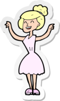 sticker of a cartoon woman with raised arms png