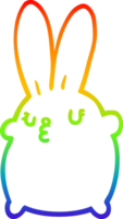 rainbow gradient line drawing of a cute cartoon rabbit png