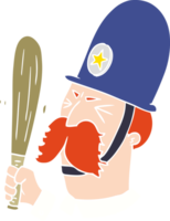 flat color style cartoon policeman waving baton png