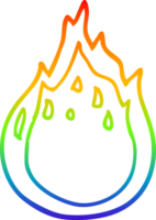 rainbow gradient line drawing of a cartoon fire png