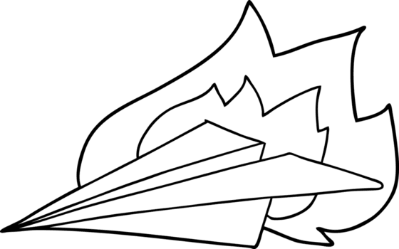 avión de papel en llamas de dibujos animados png