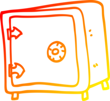 warm gradient line drawing of a cartoon old safe png