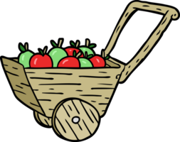 cartoon cart full of fresh apples png