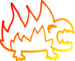 warm gradient line drawing of a cartoon fire demon png