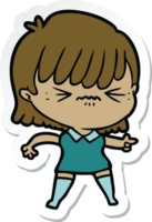 sticker of a annoyed cartoon girl png