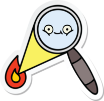 sticker of a cute cartoon magnifying glass png