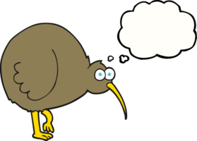 hand drawn thought bubble cartoon kiwi bird png