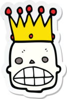 sticker of a cartoon spooky skull face with crown png