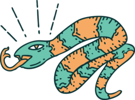 ilustração de uma cobra sibilante estilo tatuagem tradicional png