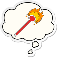 cartoon thermometer with thought bubble as a printed sticker png