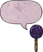 cartoon lollipop with speech bubble in retro texture style png