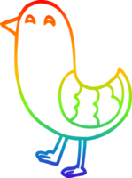 rainbow gradient line drawing of a cartoon red bird png