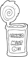 hand drawn black and white cartoon canned meat png