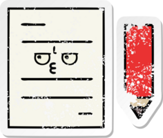 distressed sticker of a cute cartoon test paper png