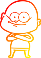 warm gradient line drawing of a cartoon bald man staring png