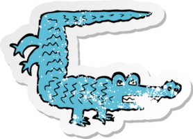 retro distressed sticker of a cartoon crocodile png