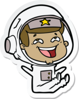 sticker of a cartoon laughing astronaut png