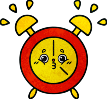 retro grunge texture cartoon of a alarm clock png