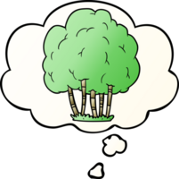 cartoon tree with thought bubble in smooth gradient style png