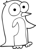 hand drawn black and white cartoon penguin png