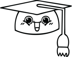 line drawing cartoon of a graduation hat png