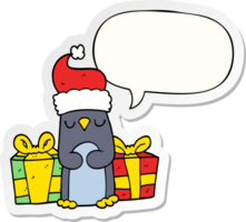 cute christmas penguin with speech bubble sticker png