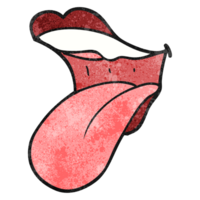 hand textured cartoon mouth sticking out tongue png