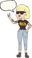 mano dibujado habla burbuja dibujos animados rock mujer png