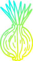 cold gradient line drawing of a cartoon sprouting onion png