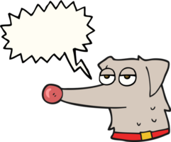main tiré discours bulle dessin animé chien avec collier png