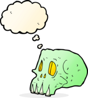 cartoon spooky skull with thought bubble png