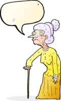 caricatura, anciana, con, burbuja del discurso png