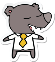 sticker of a cartoon bear wearing shirt and tie png