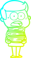 cold gradient line drawing of a cartoon shocked man png