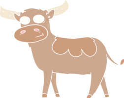 taureau de dessin animé de style plat couleur png