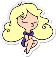 hand drawn sticker cartoon of cute kawaii girl png