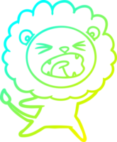 cold gradient line drawing of a cartoon lion png