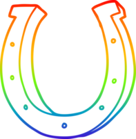 rainbow gradient line drawing of a cartoon iron horse shoe png