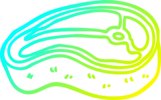 cold gradient line drawing of a cartoon tasty steak png