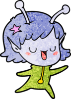 glücklicher Alien-Mädchen-Cartoon png