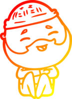 caloroso gradiente linha desenhando do uma desenho animado feliz barbudo homem png