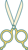 iconic tattoo style image of barber scissors png