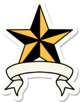 tattoo style sticker with banner of a star png