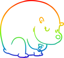 rainbow gradient line drawing of a cute cartoon polar bear png