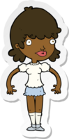 sticker of a cartoon happy woman png