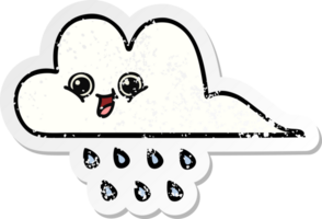 distressed sticker of a cute cartoon rain cloud png