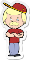 sticker of a cartoon manly man png