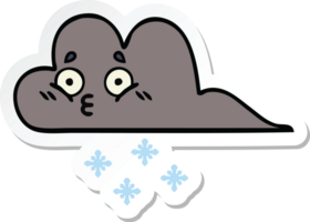 sticker of a cute cartoon storm snow cloud png