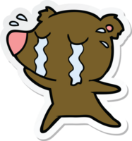 sticker of a cartoon crying bear png